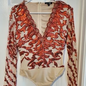 Red Sequins Bodysuit